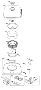 Air Cleaner Group Diagram and Parts List for 613477-0267-J1 400000 - 699999 Briggs and Stratton Engine